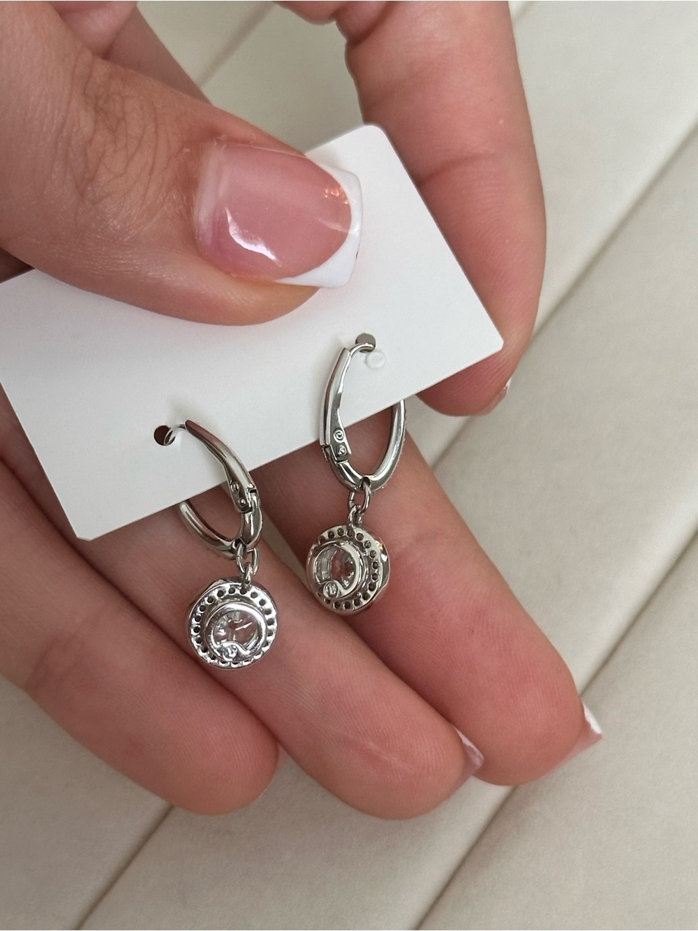 Authentic Swarovski Crystal Drop Hoop Earrings Rhodium Plated - Picture 3 of 8
